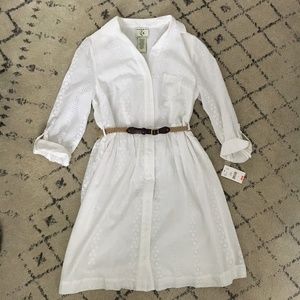 White Eyelet Shirt Dress NWT